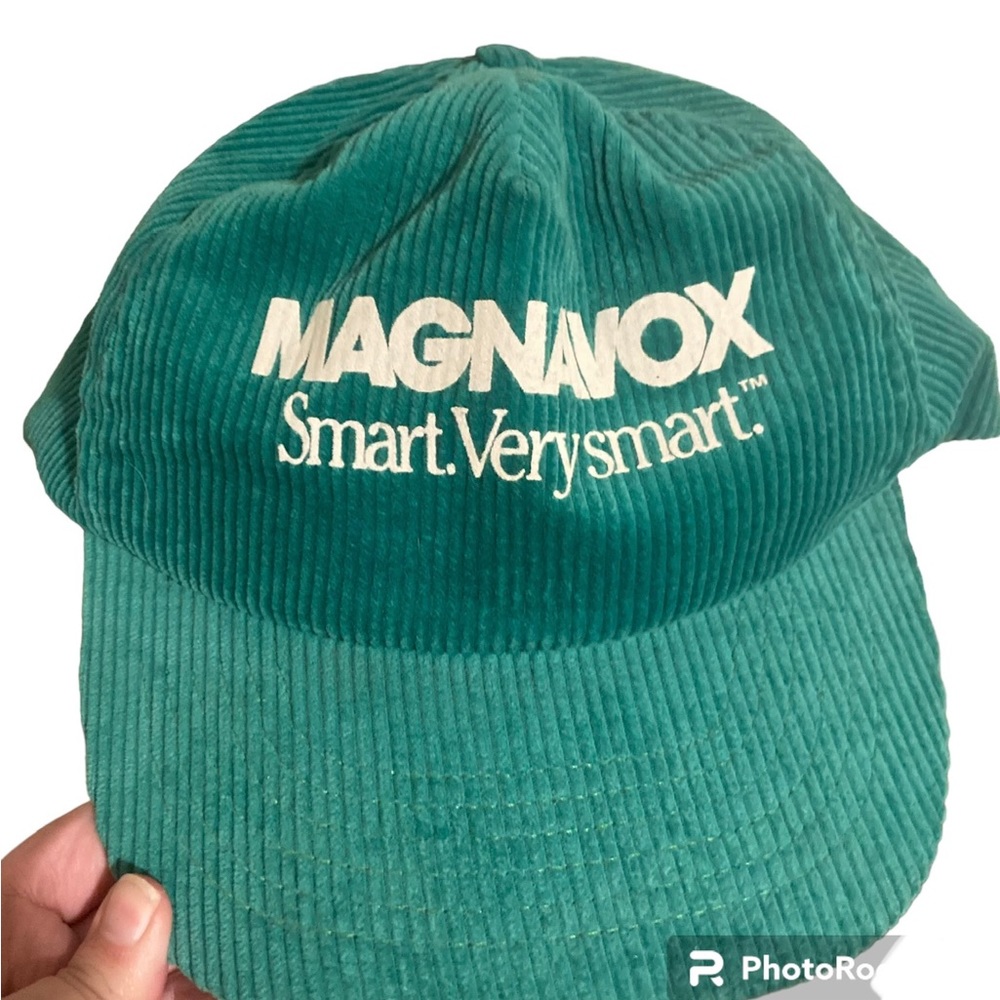Vintage 80s Green Corduroy Magnavox Hat